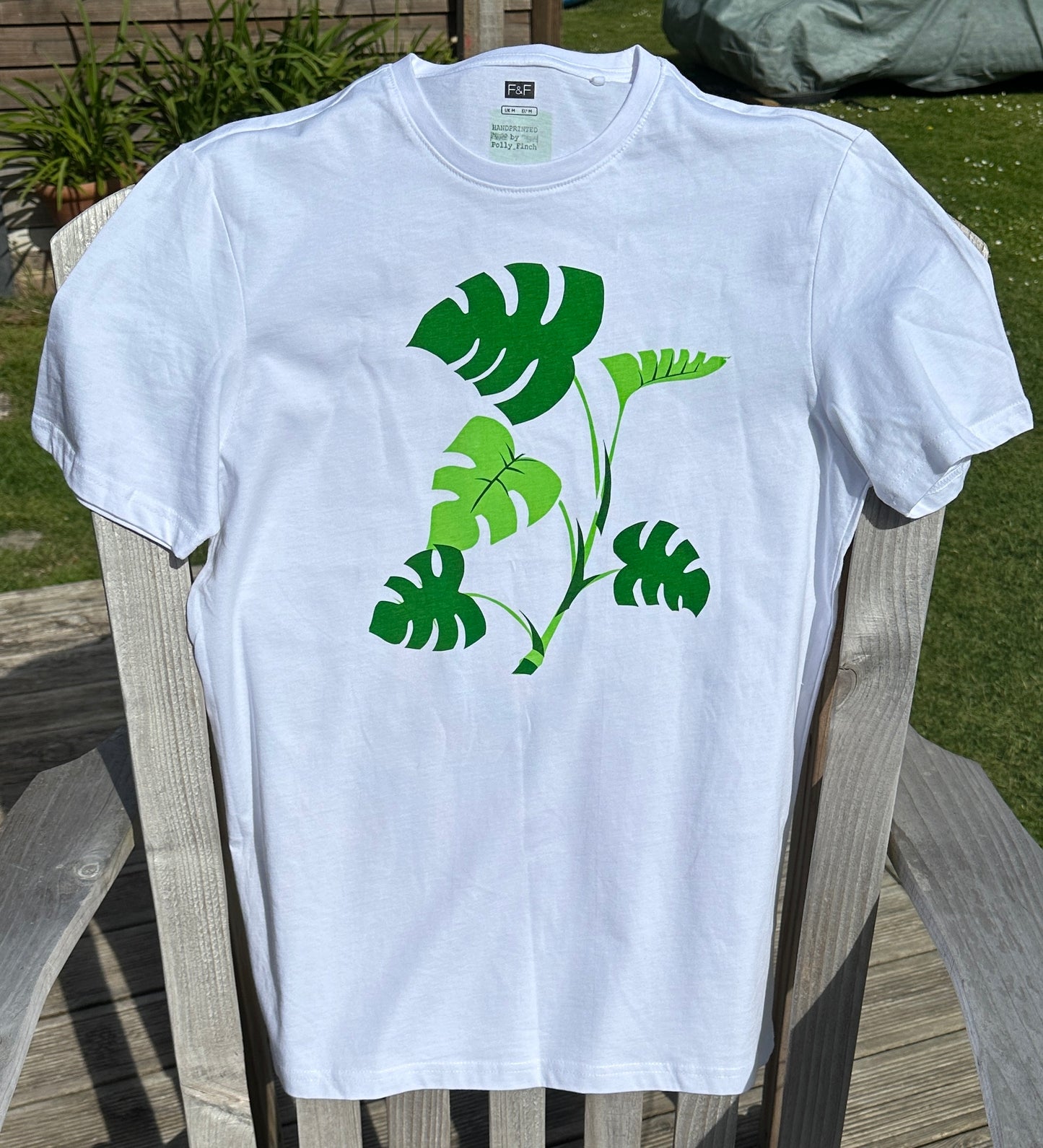 Monstera Mens white short sleeved T-shirt size M