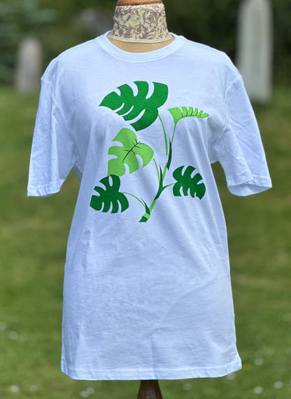 Monstera Mens white short sleeved T-shirt size M